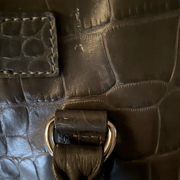 MICHAEL KORS Embossed Leather Gray Crocodile Hamilton Medium Satchel - Picture 5 of 8